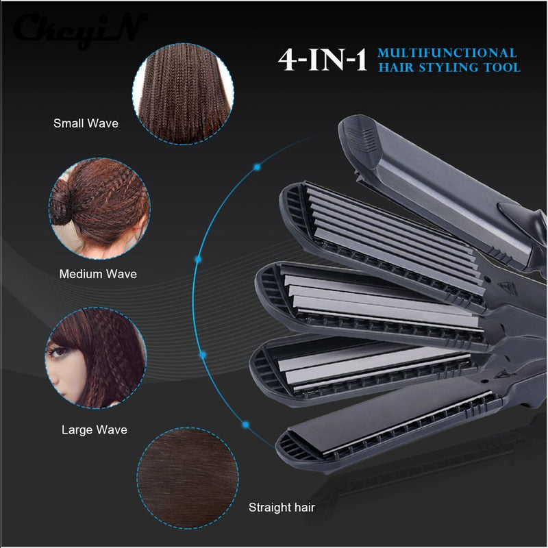 Hair Straightener & Corn Wide Wave Plate 4 style Interchangeable Hair Curling iron