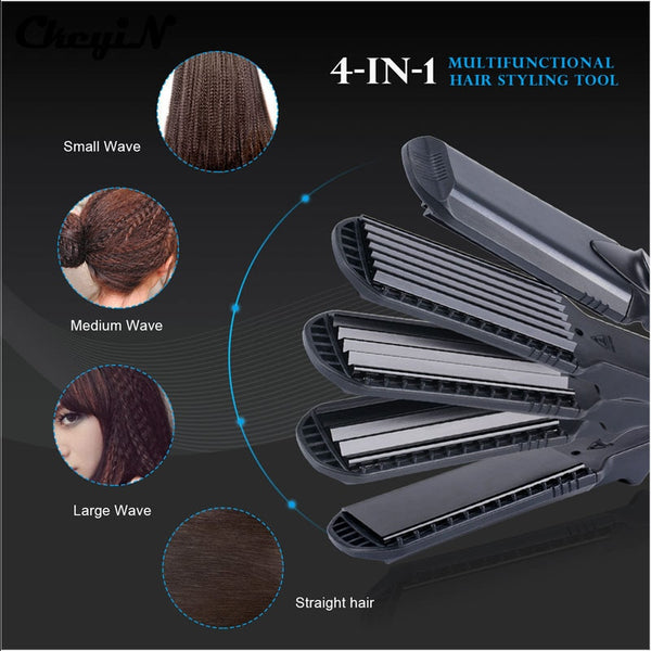 Hair Straightener & Corn Wide Wave Plate 4 style Interchangeable Hair Curling iron