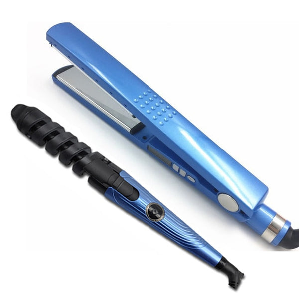 CHJ Professional 2 in 1 Hair Straightener Nano Titanium Plate hair Straightener Curler Chapinha