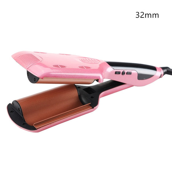 Professional 26/32 mm Wave Curling Iron Ceramic Hair Curler Deep Wavy Curler  LED Temperature Hair Three Tube Hair Curler Roller