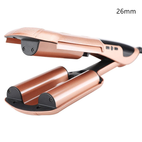 Professional 26/32 mm Wave Curling Iron Ceramic Hair Curler Deep Wavy Curler  LED Temperature Hair Three Tube Hair Curler Roller