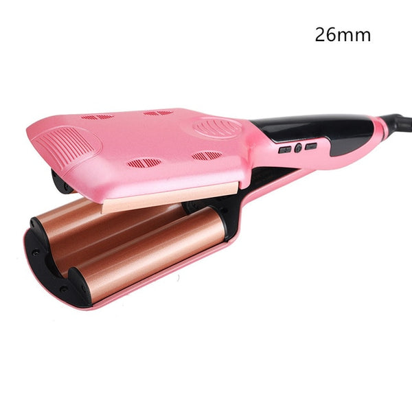 Professional 26/32 mm Wave Curling Iron Ceramic Hair Curler Deep Wavy Curler  LED Temperature Hair Three Tube Hair Curler Roller